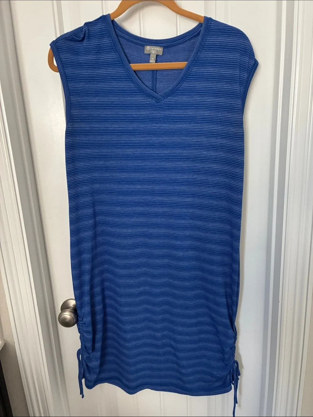 Talbots Blue Striped V‑Neck Swim Coverup